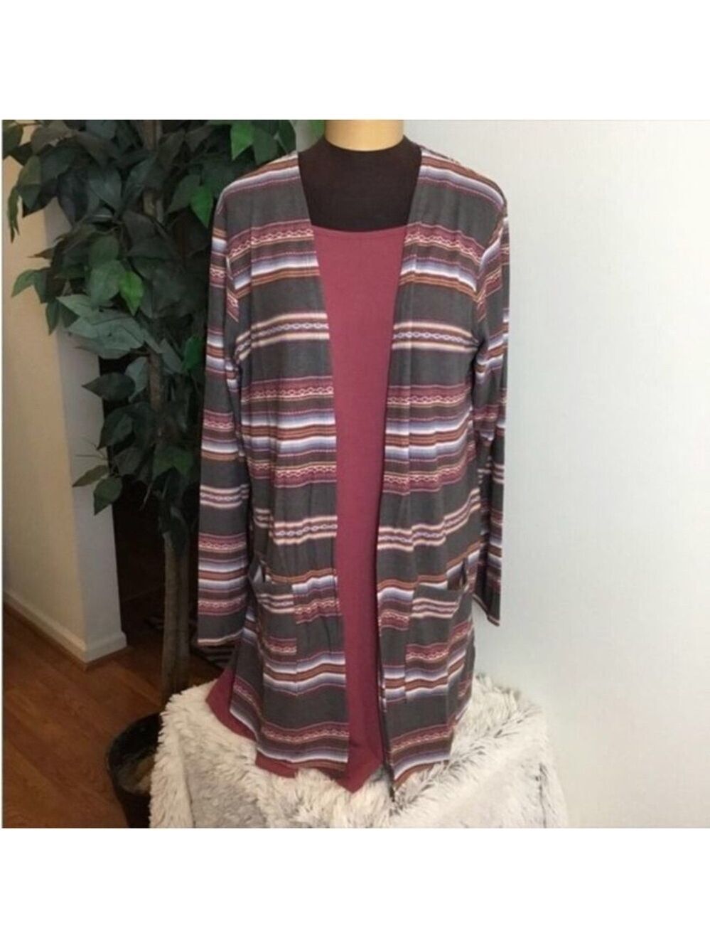 Wallflower dress and cardigan combo Woman’s plus size 3X berry color